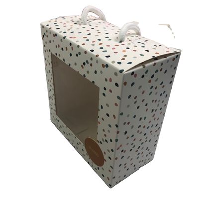 Boîte d'emballage de portefeuille de fenêtre pliable recouverte de papier 350 grammes avec poignée de corde