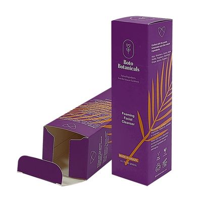 Boîte d'emballage cosmétique pliable de luxe en papier cartonné pour les soins de la peau à l'envers