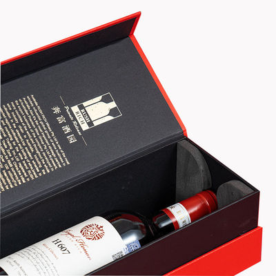 Boîte d'affichage en carton à fermeture magnétique rigide Boîte d'emballage pour bouteilles de vin et de whisky
