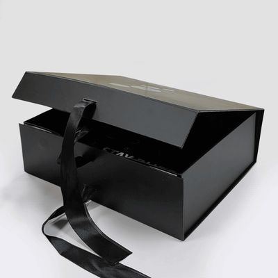 Boîte cadeau magnétique noire rectangulaire de luxe avec boîtier en carton imprimé sur mesure