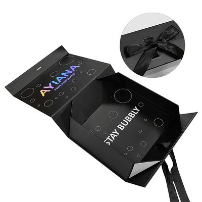 Boîte cadeau magnétique noire rectangulaire de luxe avec boîtier en carton imprimé sur mesure