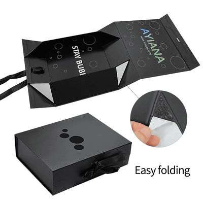 Boîte cadeau magnétique noire rectangulaire de luxe avec boîtier en carton imprimé sur mesure