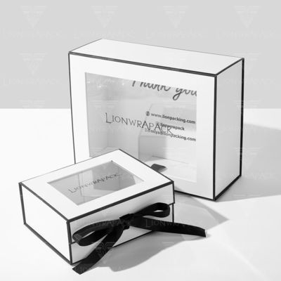 Boîte cadeau à fermeture magnétique à grande taille avec couvercle transparent