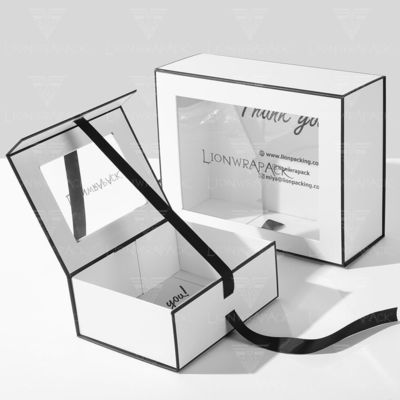 Boîte cadeau à fermeture magnétique à grande taille avec couvercle transparent