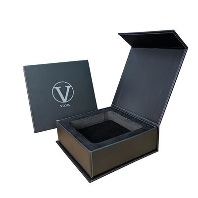Autres Conception personnalisée papier mat noir rigide carton emballage cadeau boîte magnétique avec insert en mousse
