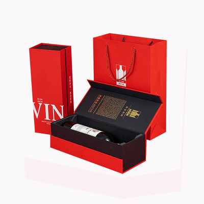 Boîte en papier carton rigide en forme de livre magnétique en CMYK en forme de vin rouge cadeau pour emballage de luxe