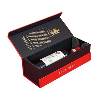 Boîte en papier carton rigide en forme de livre magnétique en CMYK en forme de vin rouge cadeau pour emballage de luxe