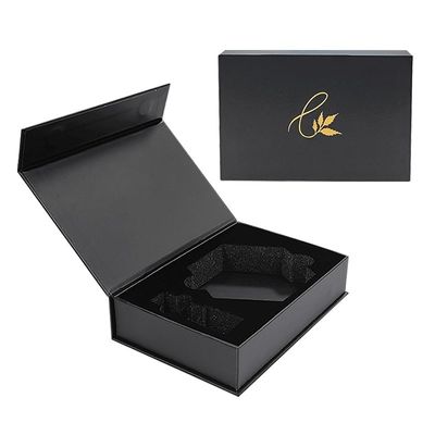 Boîte en papier à bijoux en or imprimé en noir mat personnalisé
