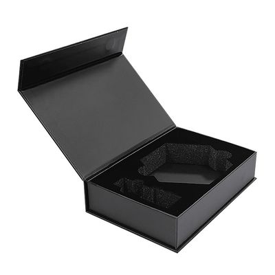 Boîte en papier à bijoux en or imprimé en noir mat personnalisé