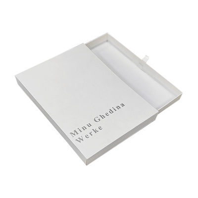 boîte blanche avec motif de texture simple élégant avec logo argenté tiroir de carton brillant bijoux petit emballage cadeau