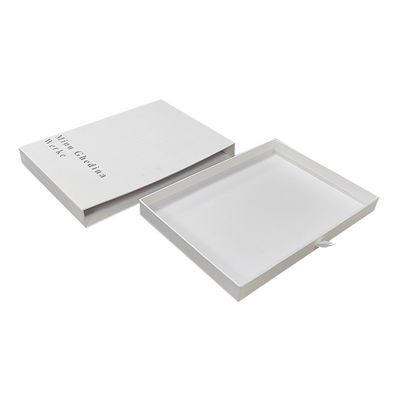 boîte blanche avec motif de texture simple élégant avec logo argenté tiroir de carton brillant bijoux petit emballage cadeau