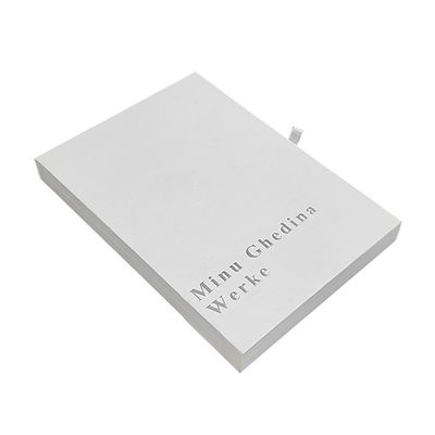 boîte blanche avec motif de texture simple élégant avec logo argenté tiroir de carton brillant bijoux petit emballage cadeau