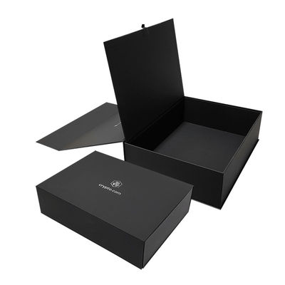 Conception de logo personnalisé Noir rigide Carton plat Magnétique Pliable Boîtes de cadeaux Pour les cosmétiques Emballage cadeau
