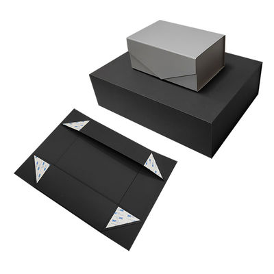 Conception de logo personnalisé Noir rigide Carton plat Magnétique Pliable Boîtes de cadeaux Pour les cosmétiques Emballage cadeau