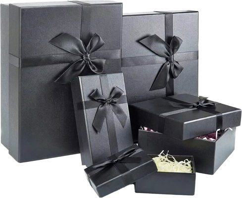Logo UV personnalisé Recyclable 2pcs Emballage en carton Couvercle et base Boîte cadeau avec arc pour les vêtements Chaussures Cosmétiques