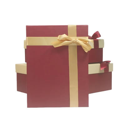 Boîte cadeau de Noël personnalisée Grand couvercle Boîte de fond Emballage Bois ruban de fête Luxe unique boîte cadeau de fête