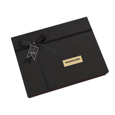 Boîte cadeau de Noël personnalisée Grand couvercle Boîte de fond Emballage Bois ruban de fête Luxe unique boîte cadeau de fête