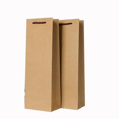 Petite entreprise magasinage logo personnalisé en relief sac à dos en papier artisanal avec poignée de ruban