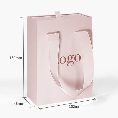 Logo personnalisé tiroir carton coulissant Luxe boîte en papier cadeau haut de gamme collier bracelet bijoux parfum boîte d'emballage avec poignée