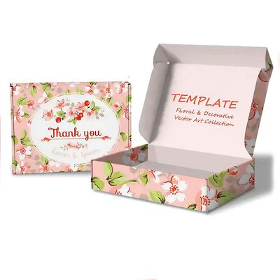 Boîtes à lettres imprimées sur mesure Boîtes d'emballage personnalisées de cosmétiques rose Boîtes d'emballage de messagerie Merci Enveloppe cadeau Carton