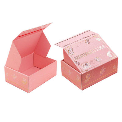 Logo personnalisé Boîte de bijoux rose Boîte d'emballage en papier cosmétique cadeau en carton ondulé