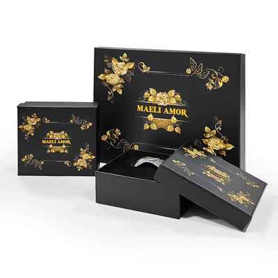 Impression personnalisée d'usine de luxe haut de gamme Jeux de bijoux boîtes Golden Rose cordes de cheveux chapeau boîte d'emballage