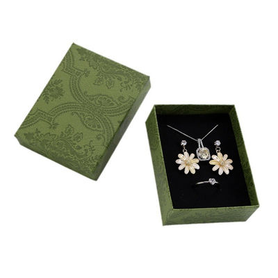 Boîte d'emballage en carton vert foncé personnalisée pour bijoux collier bracelet bague tiroir cadeau avec logo imprimé