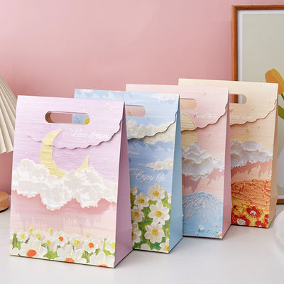 Personnalisé Kraft Personnalisé petit sac en papier d'emballage rose Sac d'emballage en papier d'art de cadeau portatif