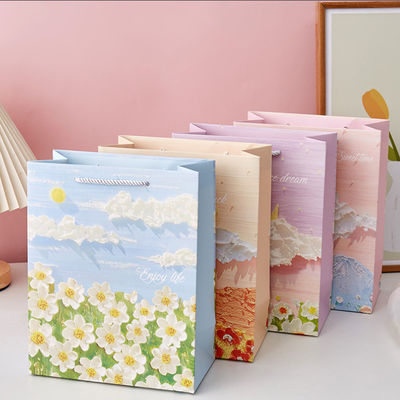Personnalisé Kraft Personnalisé petit sac en papier d'emballage rose Sac d'emballage en papier d'art de cadeau portatif