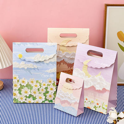 Personnalisé Kraft Personnalisé petit sac en papier d'emballage rose Sac d'emballage en papier d'art de cadeau portatif