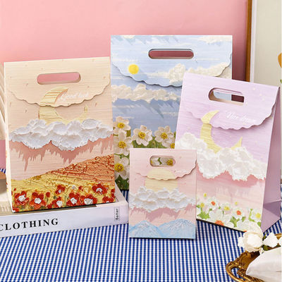 Personnalisé Kraft Personnalisé petit sac en papier d'emballage rose Sac d'emballage en papier d'art de cadeau portatif