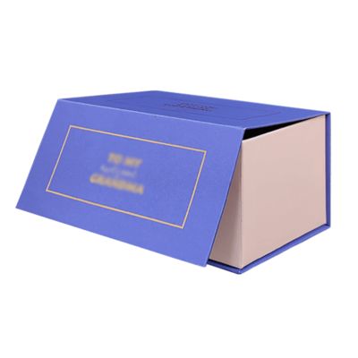 Boîtes cadeaux de luxe magnétiques carrées bleues avec logo personnalisé pour bijoux