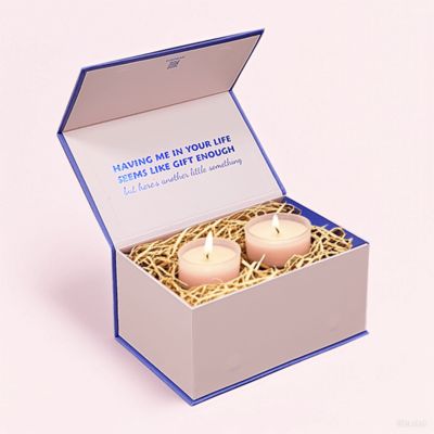 Boîtes cadeaux de luxe magnétiques carrées bleues avec logo personnalisé pour bijoux
