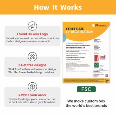 Boîtes d'expédition ondulées personnalisées de 2 mm d'épaisseur 6x6x2 avec estampage en feuille d'or et échantillon gratuit de vaisselle recyclable
