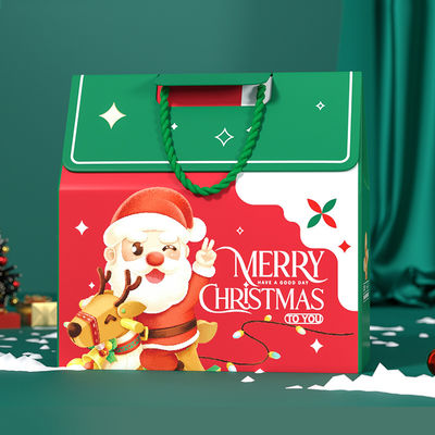 Boîte cadeau de Noël de luxe sur mesure Emballage avec poignée 157g papier d'art 1000g carton