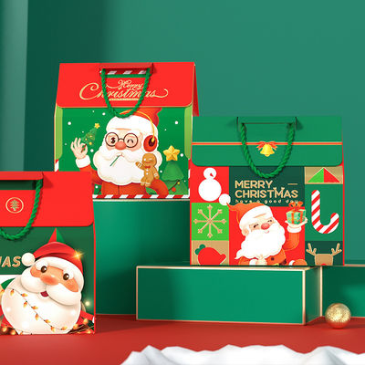 Boîte cadeau de Noël de luxe sur mesure Emballage avec poignée 157g papier d'art 1000g carton