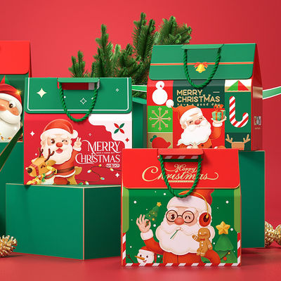 Boîte cadeau de Noël de luxe sur mesure Emballage avec poignée 157g papier d'art 1000g carton