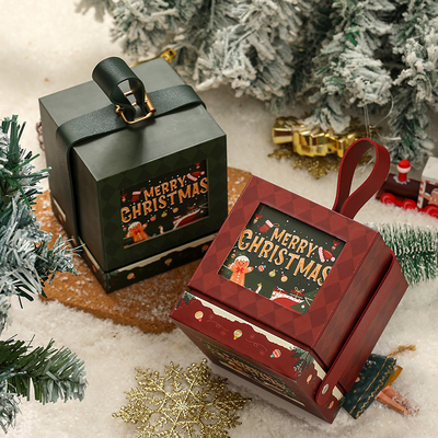 Coffret cadeau de Noël de luxe au design élégant or et rouge pour les célébrations familiales