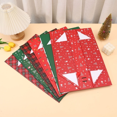 Ruban unique pour petites entreprises pour chaussettes, boîte cadeau de Noël en carton de luxe personnalisée avec fermeture magnétique et pelliculage UV