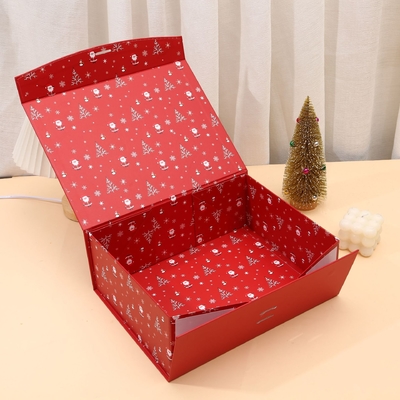 Ruban unique pour petites entreprises pour chaussettes, boîte cadeau de Noël en carton de luxe personnalisée avec fermeture magnétique et pelliculage UV