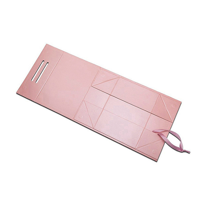 Boîtes cadeaux magnétiques de luxe imprimées en rose avec poignée de ruban - Logo personnalisé Emballage en carton rigide pour vêtements