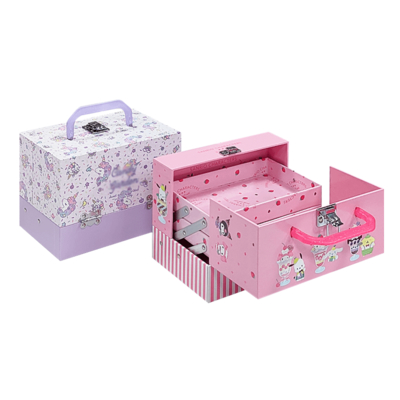 Boîte cadeau de jouets pour enfants personnalisée écologique, style valise en carton rigide de luxe avec poignée en métal