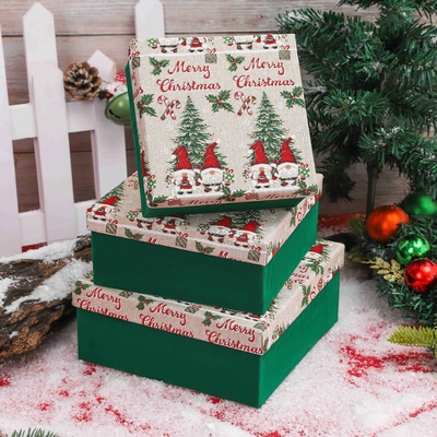 Coffret cadeau de Noël avec ruban Boîtes cadeaux de Noël en polyester imprimées sur mesure pour le gros de l'emballage festif de Noël
