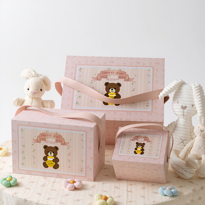 Boîte cadeau en carton écologique personnalisée pour enfants, faite à la main, avec poignée