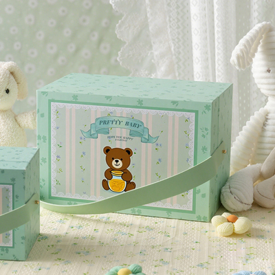 Boîte cadeau en carton écologique personnalisée pour enfants, faite à la main, avec poignée