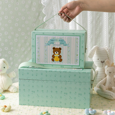 Boîte cadeau en carton écologique personnalisée pour enfants, faite à la main, avec poignée