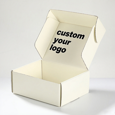 Boîtes d'expédition personnalisées blanches avec logo pour l'emballage des petites entreprises, boîtes postales en carton