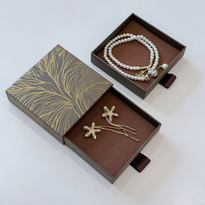 Boîte coulissante en carton rigide recyclé avec logo personnalisé, écologique, imprimée, pour bijoux