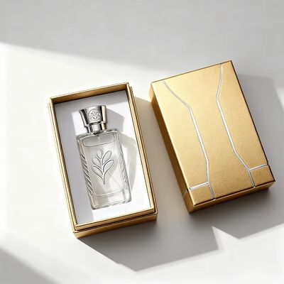 Boîte de parfum personnalisée neuve de haute qualité Logo en feuille d'or, couvercle imprimé et boîte de base, estampage à chaud Boîte rigide pour bijoux, cadeau de parfum