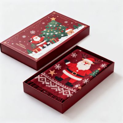 Boîtes cadeaux de Noël de luxe sur mesure Carton mat rigide pour l'emballage Écharpe Robe sous-vêtements chemise Matériel aseptique recyclé